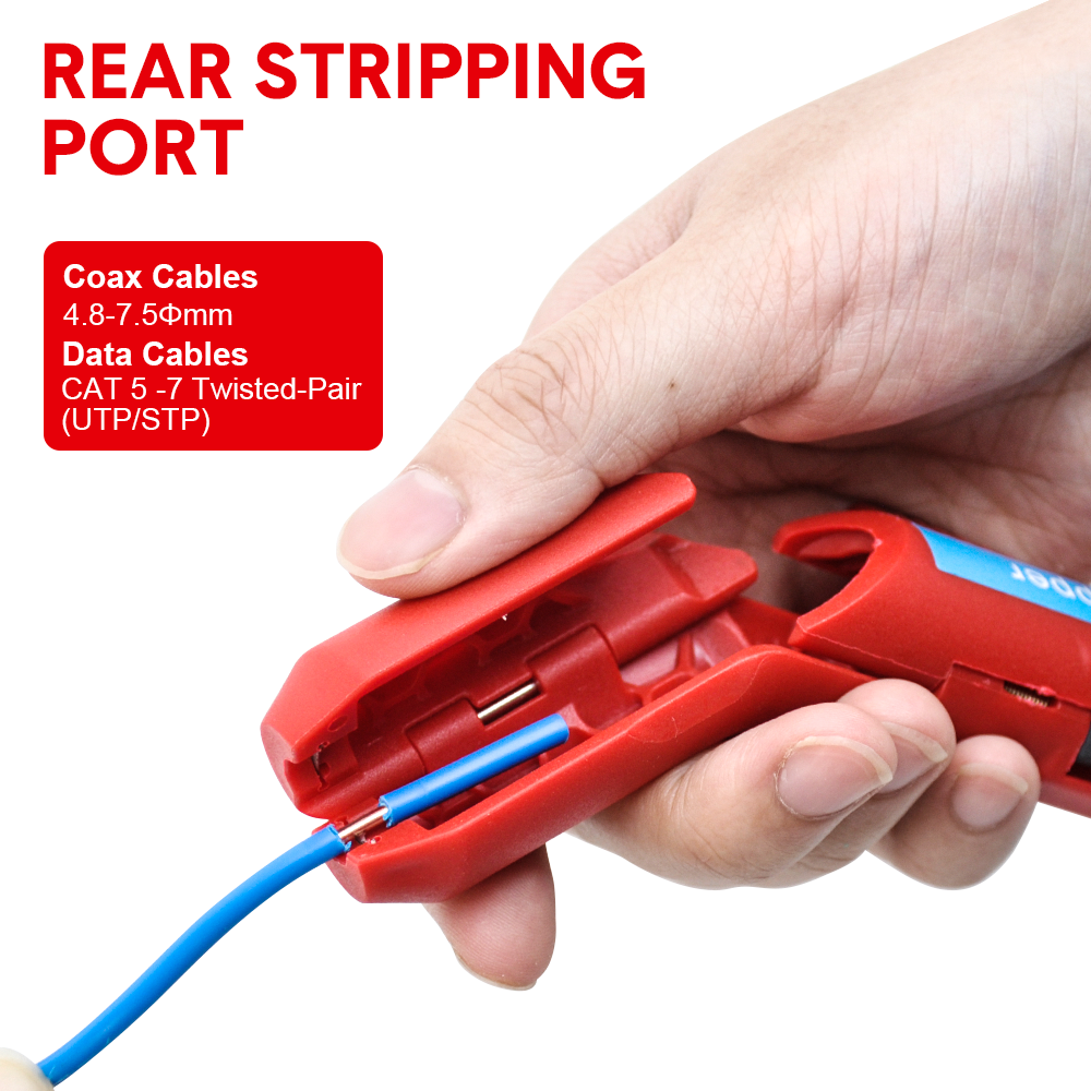 Wire Stripper Ergonomic Curved Handle Cable Stripping Splitting Cut Tool Wide Stripping Ranges Hand Tool with 6 Size Planer Holes for Electrical - Image 3