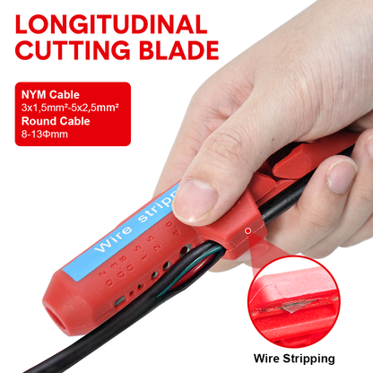 Wire Stripper Ergonomic Curved Handle Cable Stripping Splitting Cut Tool Wide Stripping Ranges Hand Tool with 6 Size Planer Holes for Electrical - Image 5