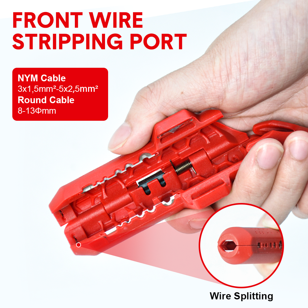 Wire Stripper Ergonomic Curved Handle Cable Stripping Splitting Cut Tool Wide Stripping Ranges Hand Tool with 6 Size Planer Holes for Electrical - Image 8