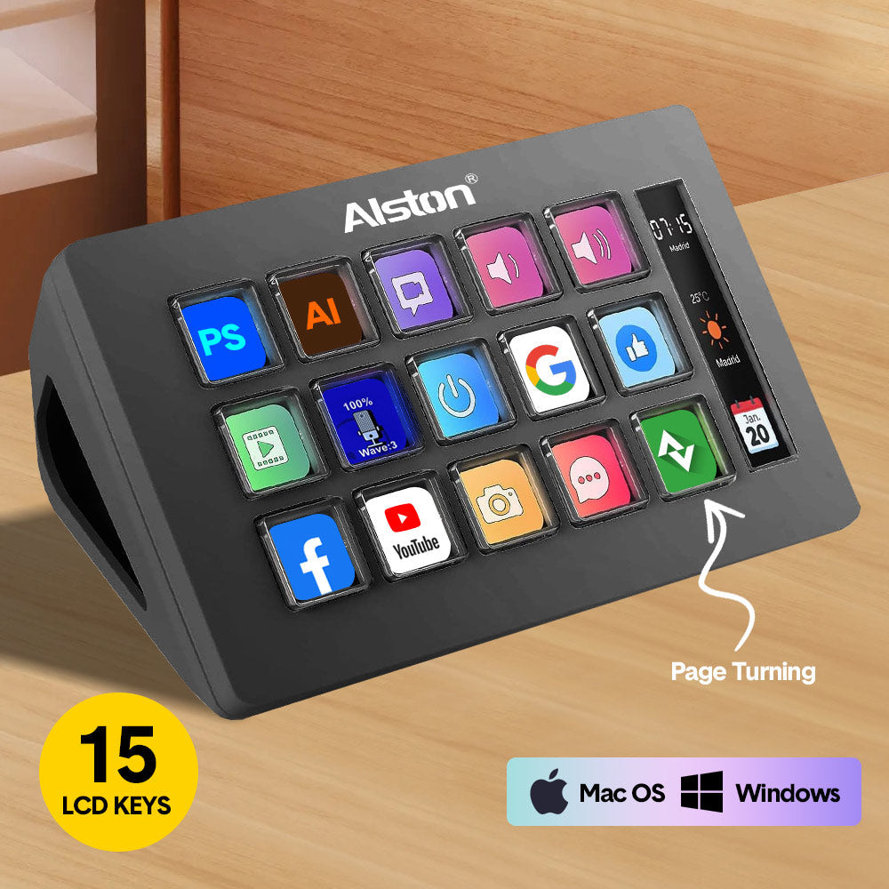 Studio Controller Keyboard Stream Controller Customizable Deck with 15 Shortcut Keys for Multi Applications Triggered in PC for Streaming Studio Work Game - Image 2