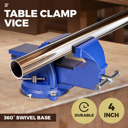 Heavy Duty 4" Bench Vice Table Top Clamp Vise with Anvil Swivel Base For Woodworking Fit for Home and Workshop Application - Image 4