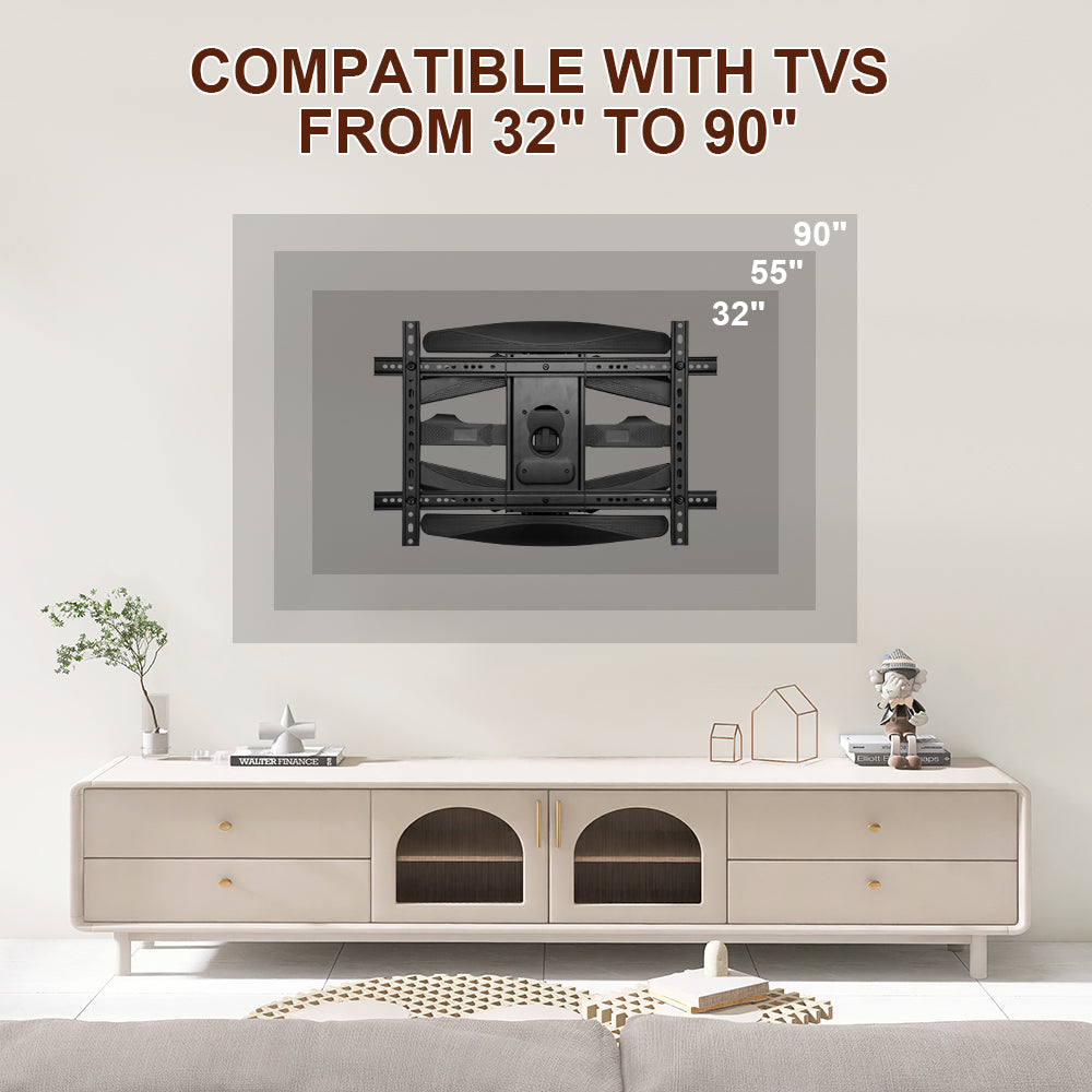 Telescopic Swivel and Tilt TV Monitor Wall Mount Bracket Load up to 85kg Full Motion Long Arm Bracket Max 48.5cm Extension For Most 32-80 inch Flat TVs - Image 5