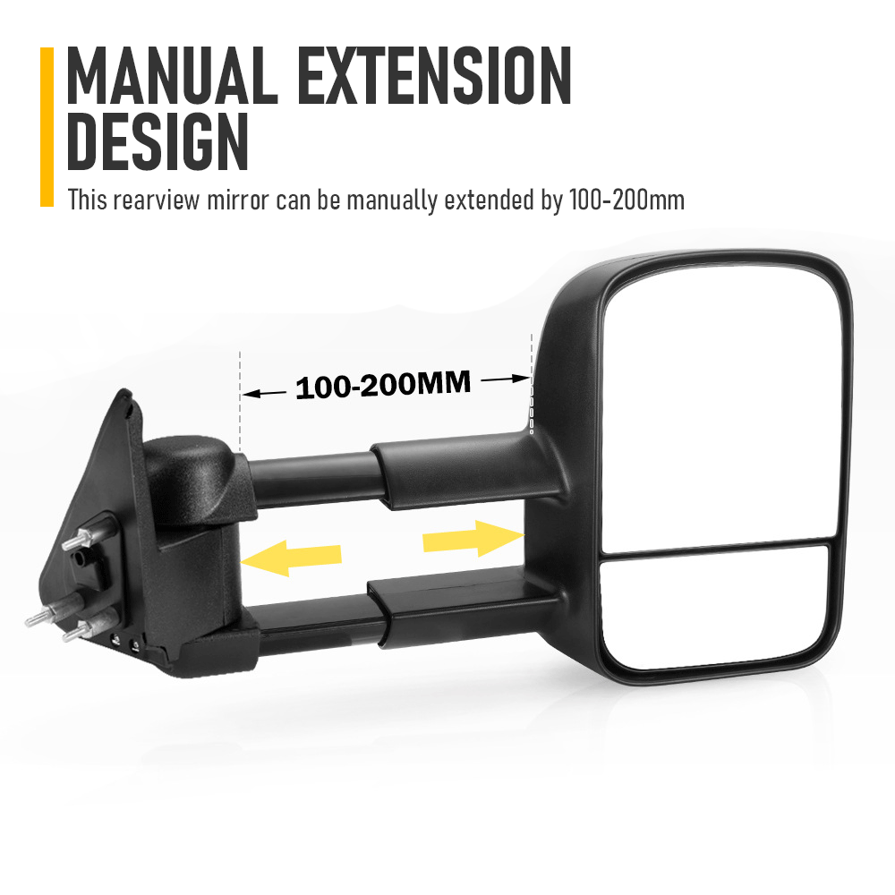 Front Pair Extendable Towing Mirrors Fit for Nissan Patrol GU/Y61 1997-2016 Manual Foldable Split View Black 2pcs - Image 3