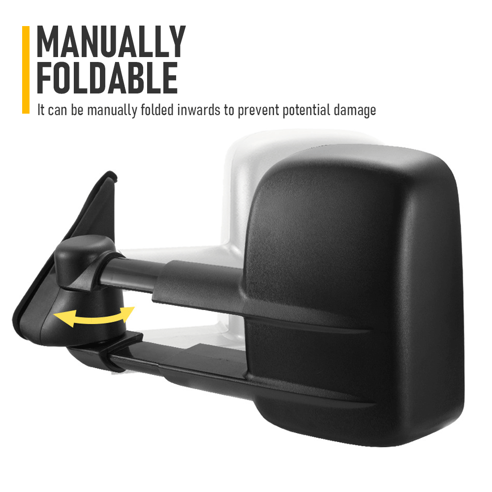 Front Pair Extendable Towing Mirrors Fit for Nissan Patrol GU/Y61 1997-2016 Manual Foldable Split View Black 2pcs - Image 4