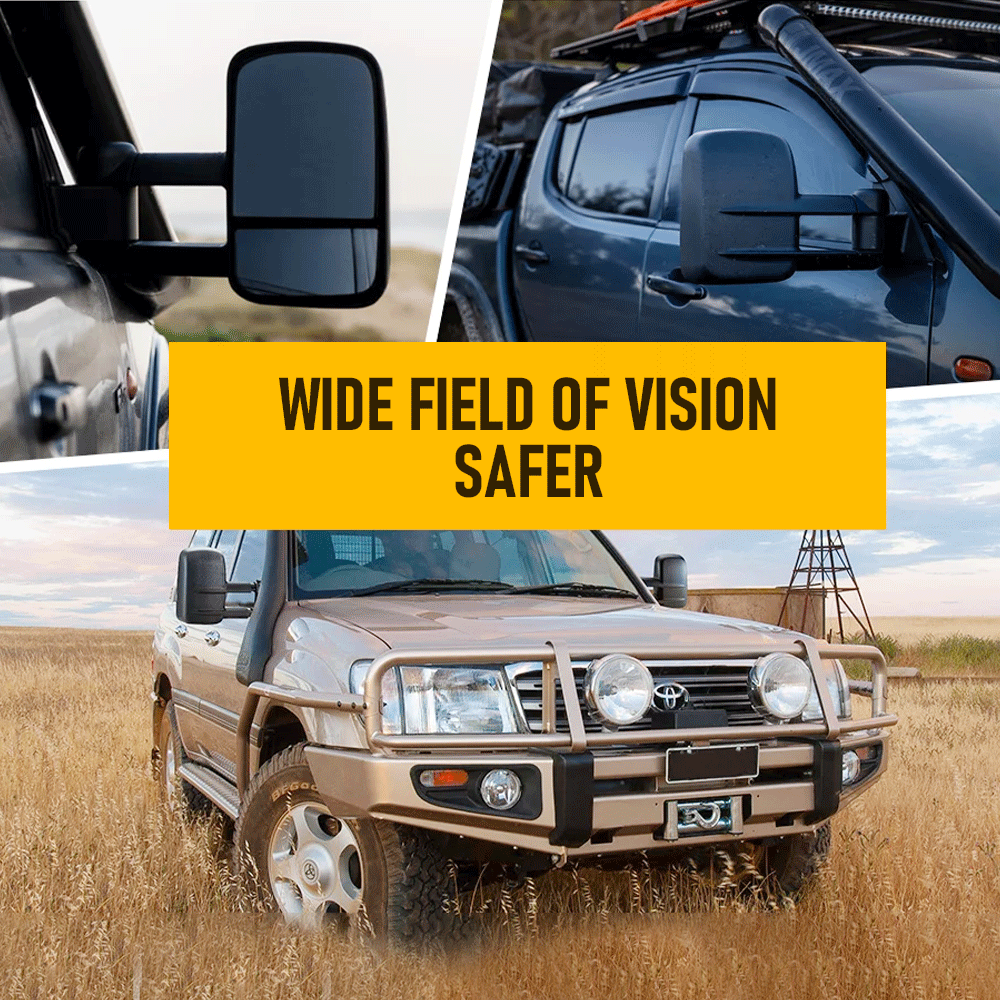 Front Pair Extendable Towing Mirrors Fit for Nissan Patrol GU/Y61 1997-2016 Manual Foldable Split View Black 2pcs - Image 5