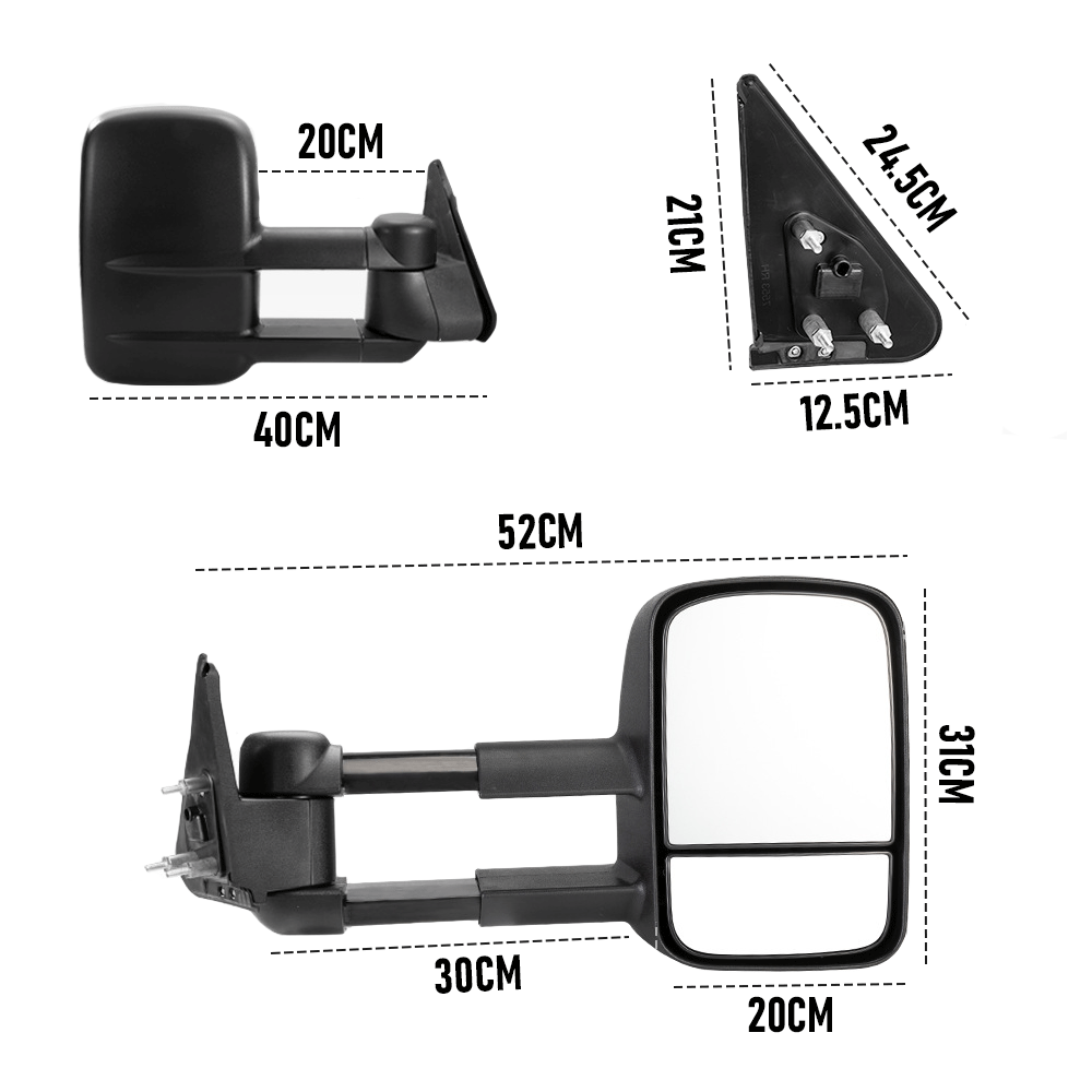 Front Pair Extendable Towing Mirrors Fit for Nissan Patrol GU/Y61 1997-2016 Manual Foldable Split View Black 2pcs - Image 8