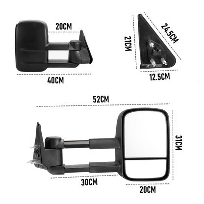 Front Pair Extendable Towing Mirrors Fit for Nissan Patrol GU/Y61 1997-2016 Manual Foldable Split View Black 2pcs - Image 8
