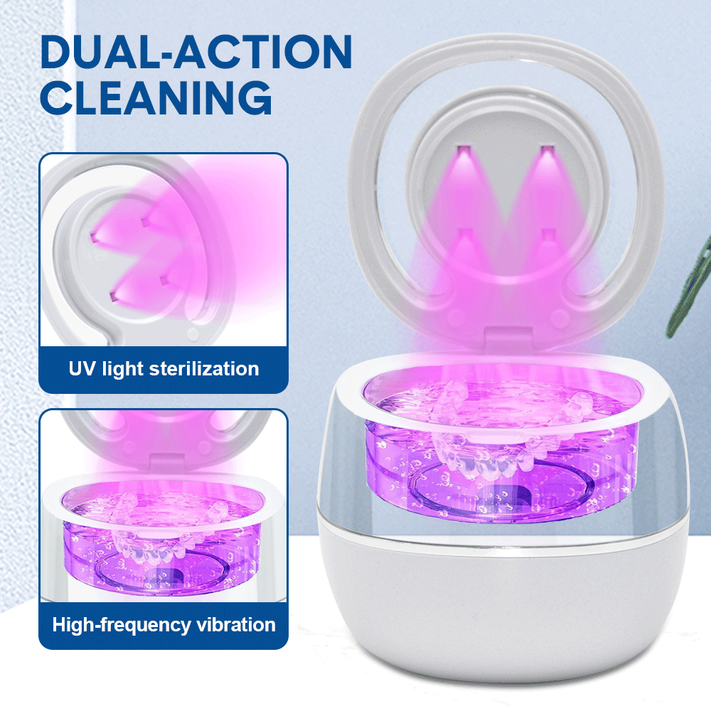 Ultrasonic UV Cleaner Portable 42khz Dual Mode Cleaner 180-220ml with Chamber and Timer for Dentures Aligner Retainer Dental and Jewellery Cleaning Machine - Image 4
