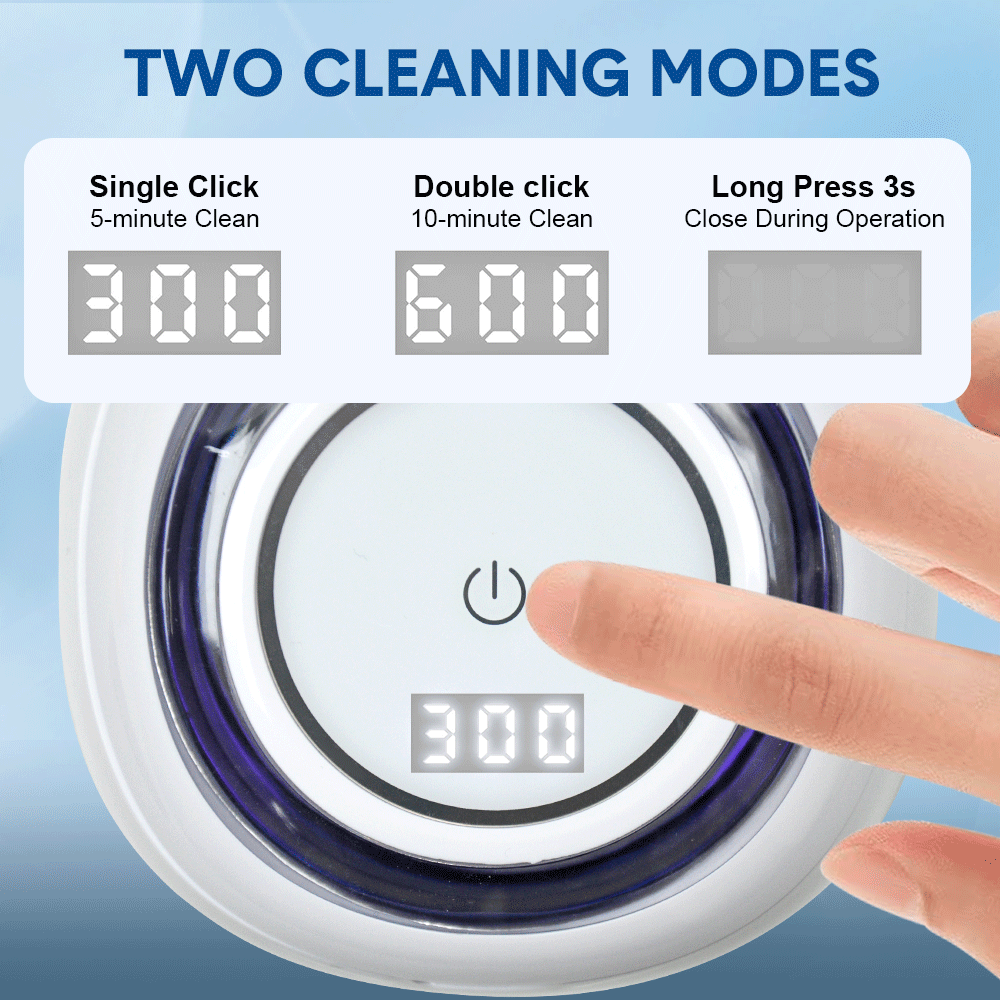 Ultrasonic UV Cleaner Portable 42khz Dual Mode Cleaner 180-220ml with Chamber and Timer for Dentures Aligner Retainer Dental and Jewellery Cleaning Machine - Image 6