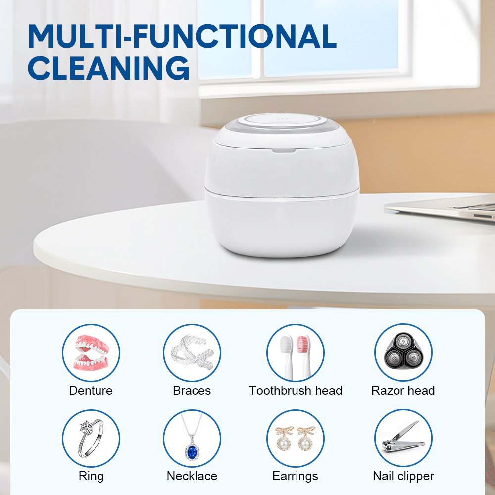 Ultrasonic UV Cleaner Portable 42khz Dual Mode Cleaner 180-220ml with Chamber and Timer for Dentures Aligner Retainer Dental and Jewellery Cleaning Machine - Image 7