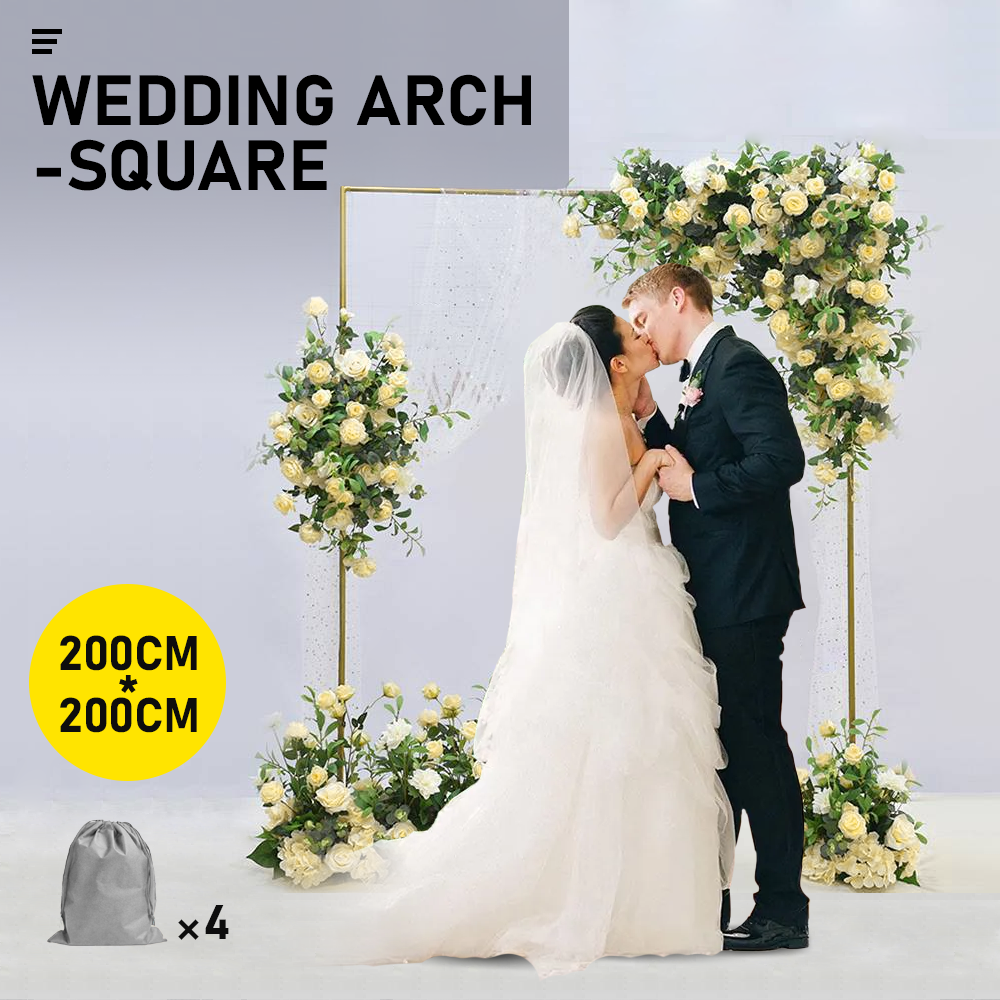 Golden Square Wedding Arch Adjustable 1M-2M Flower Rack Backdrop Stand Balloon Arch Stand for Wedding Birthday Party Garden Ceremony Decoration - Image 2