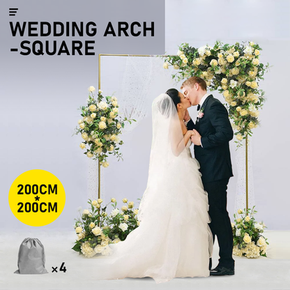 Golden Square Wedding Arch Adjustable 1M-2M Flower Rack Backdrop Stand Balloon Arch Stand for Wedding Birthday Party Garden Ceremony Decoration - Image 2