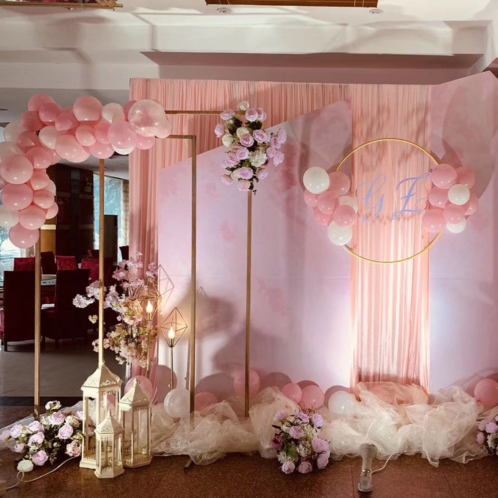 Golden Square Wedding Arch Adjustable 1M-2M Flower Rack Backdrop Stand Balloon Arch Stand for Wedding Birthday Party Garden Ceremony Decoration - Image 7