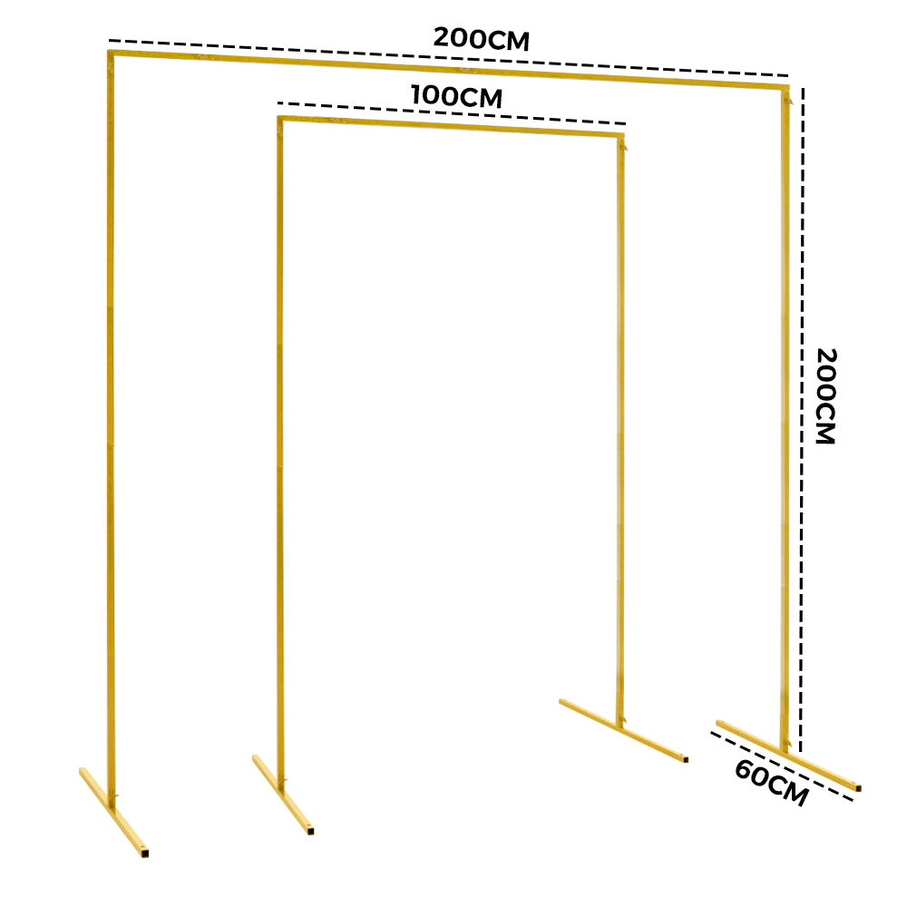 Golden Square Wedding Arch Adjustable 1M-2M Flower Rack Backdrop Stand Balloon Arch Stand for Wedding Birthday Party Garden Ceremony Decoration - Image 8