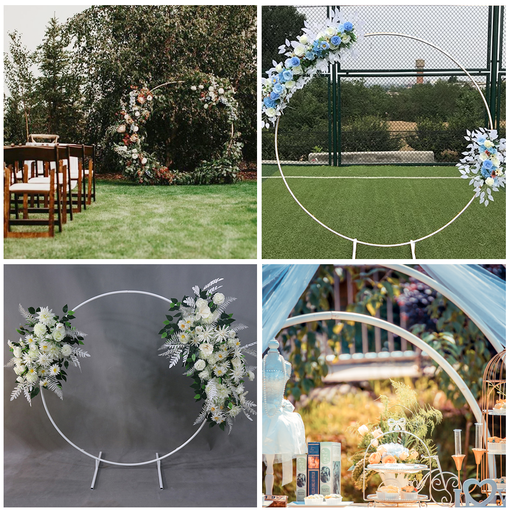 2M White Wedding Hoop Arch Metal Flower Ring Display Frame Balloon Circle Rack Backdrop for Wedding Birthday Party Garden Ceremony Decoration - Image 5