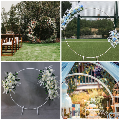 2M White Wedding Hoop Arch Metal Flower Ring Display Frame Balloon Circle Rack Backdrop for Wedding Birthday Party Garden Ceremony Decoration - Image 5