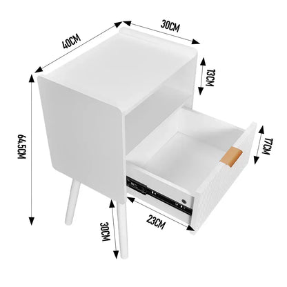White Nightstand Modern Solid Wooden Open Shelf Bedside Table with One Storage Drawer and Solid Legs for Living Room Bedroom Apartment Easy Assembly - Image 7