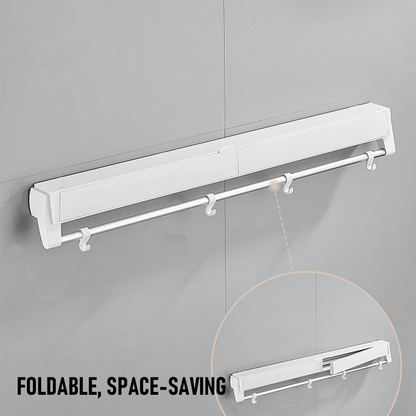 Alston Wall Mounted Drying Rack Black Clothes Airer Space Saver Folding Dryer Bearing Capacity 12KG Foldable Rail With Hooks Indoor Outdoor Balcony Laundry - Image 3