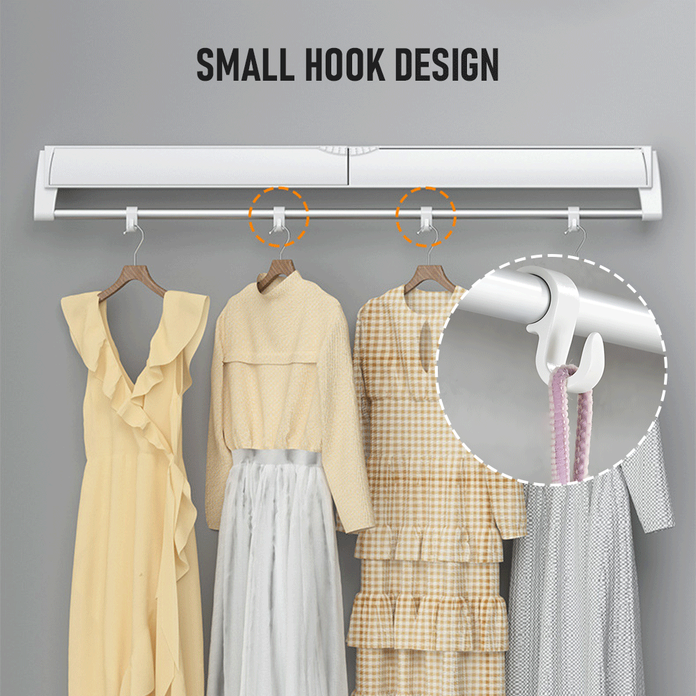 Alston Wall Mounted Drying Rack Clothes Airer Space Saver Folding Dryer Bearing Capacity 12KG Foldable Rail With Hooks Indoor Outdoor Balcony Laundry White - Image 7