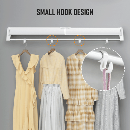 Alston Wall Mounted Drying Rack Clothes Airer Space Saver Folding Dryer Bearing Capacity 12KG Foldable Rail With Hooks Indoor Outdoor Balcony Laundry White - Image 7