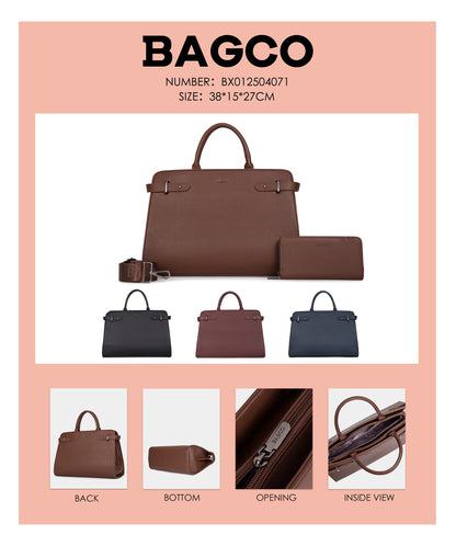 Bagco Bravura Leather Tote Set-Coffee - Image 3