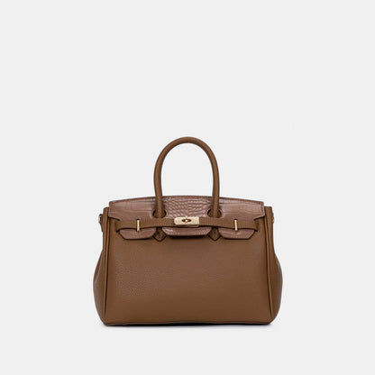 Chrisbella Elodie Leather Satchel-Brown - Image 5