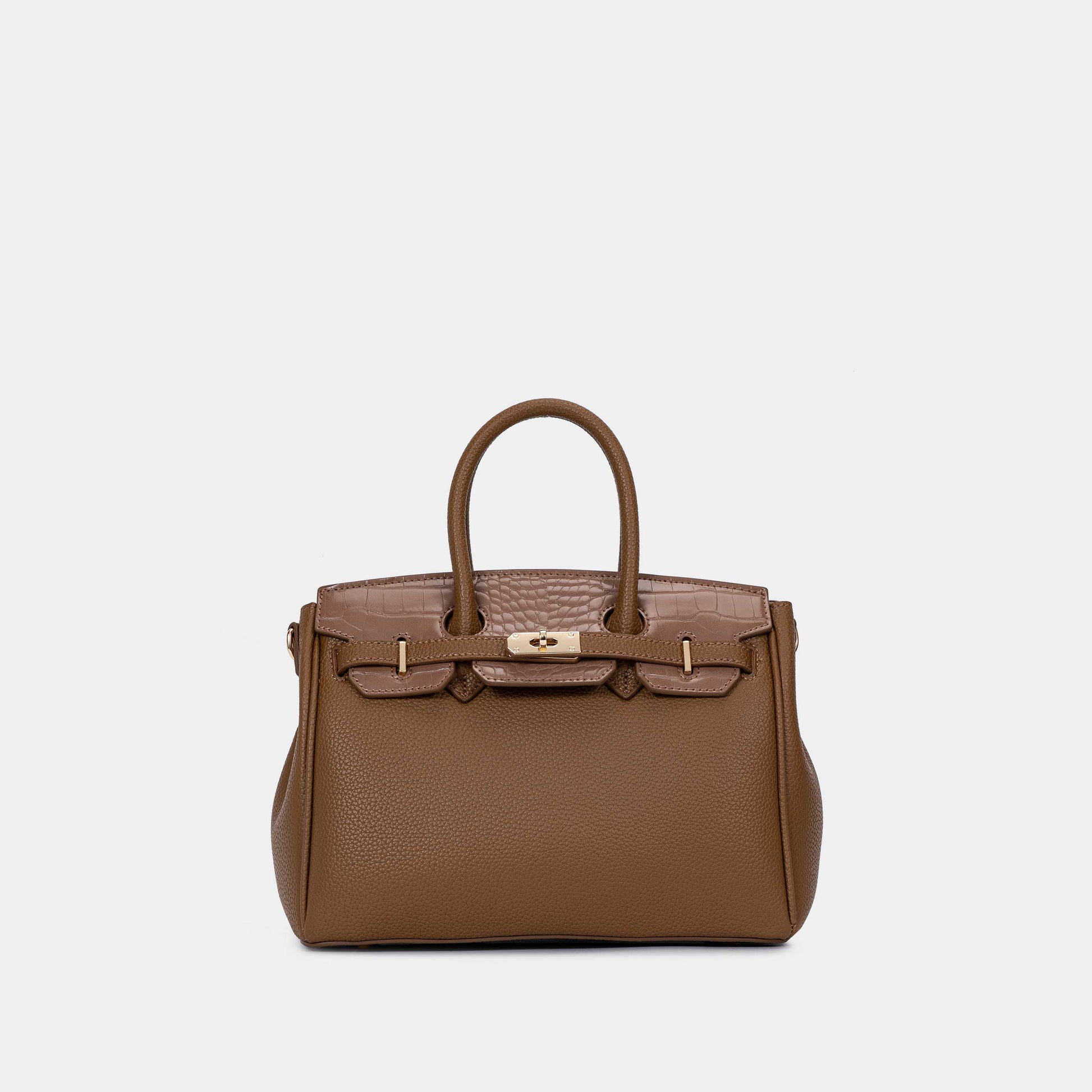 Chrisbella Elodie Leather Satchel-Mud - Image 5