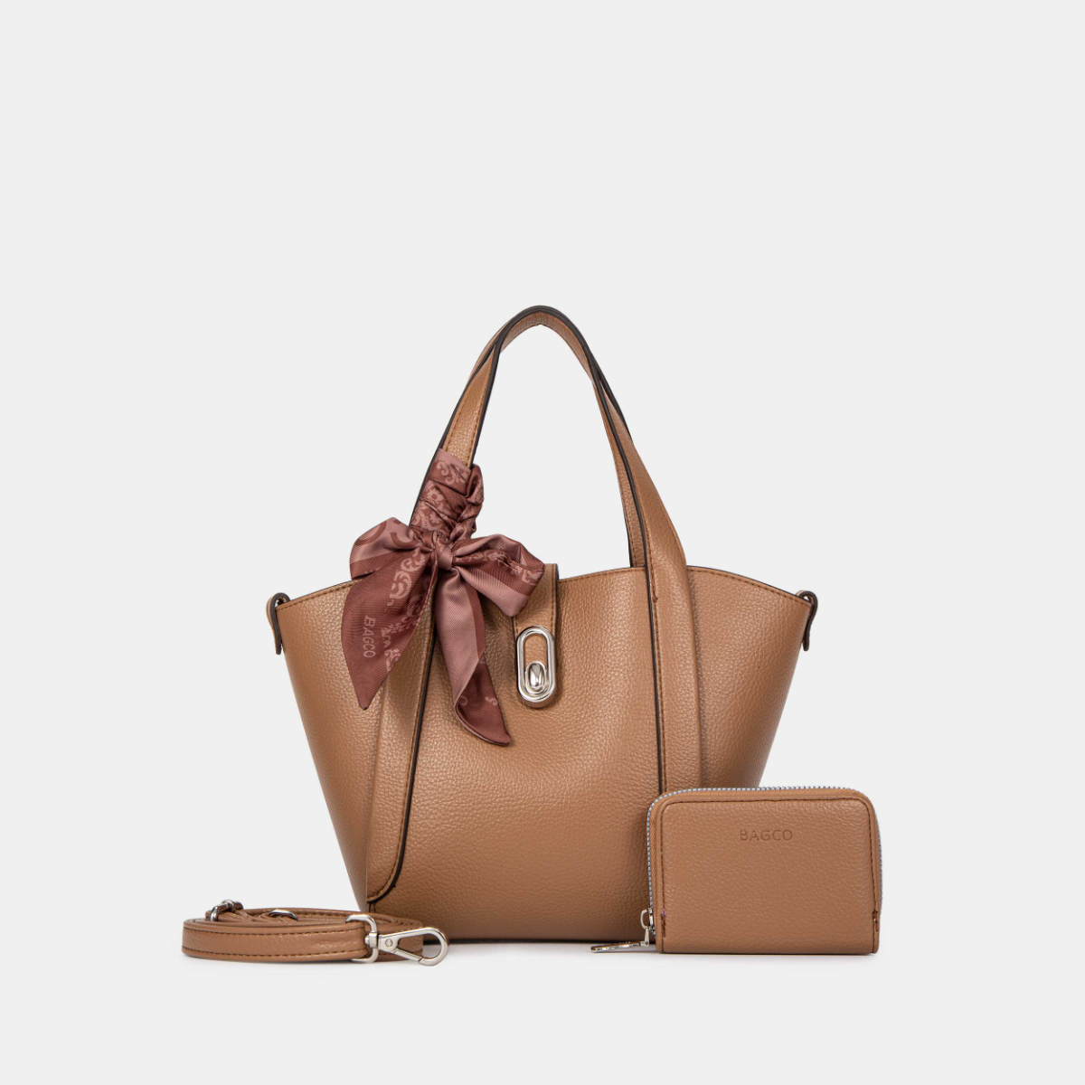 Bagco Noelle Leather Tote-Apricot - Image 3