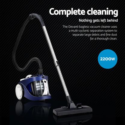 Devanti 2200W Bagless Vacuum Cleaner Blue - Image 2