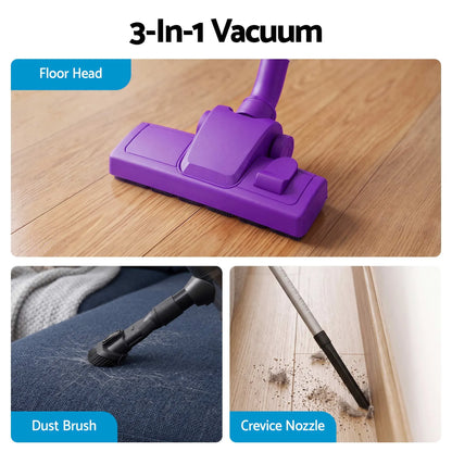Devanti 3-in-1 Corded Stick Vacuum Cleaner, 16000Pa Strong Suction, Purple - Image 7