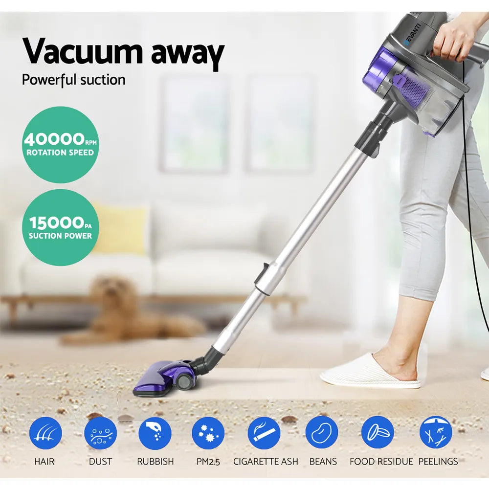 Devanti Stick Vacuum Cleaner Handheld Corded 450W Purple - Image 2