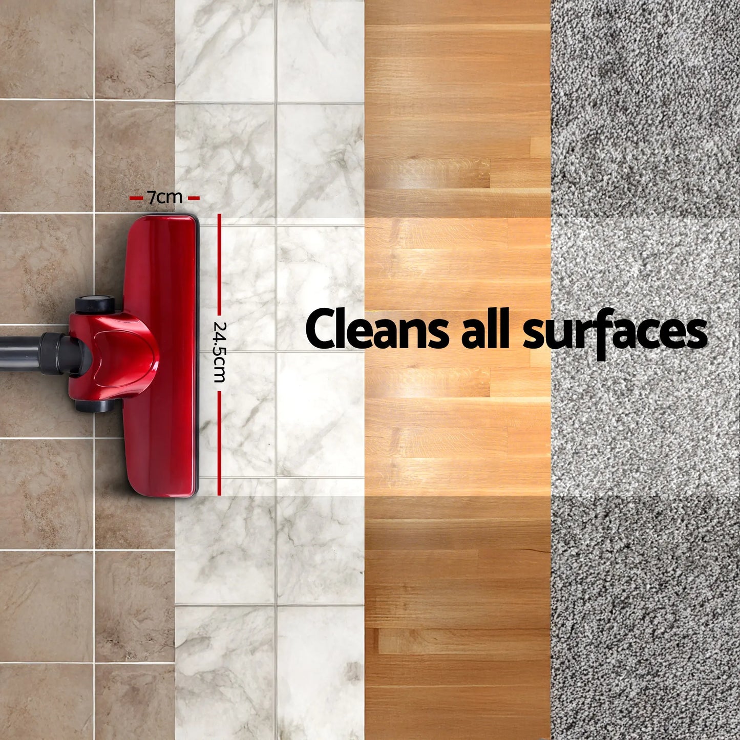 Devanti Stick Vacuum Cleaner Handheld Corded 450W Red - Image 3