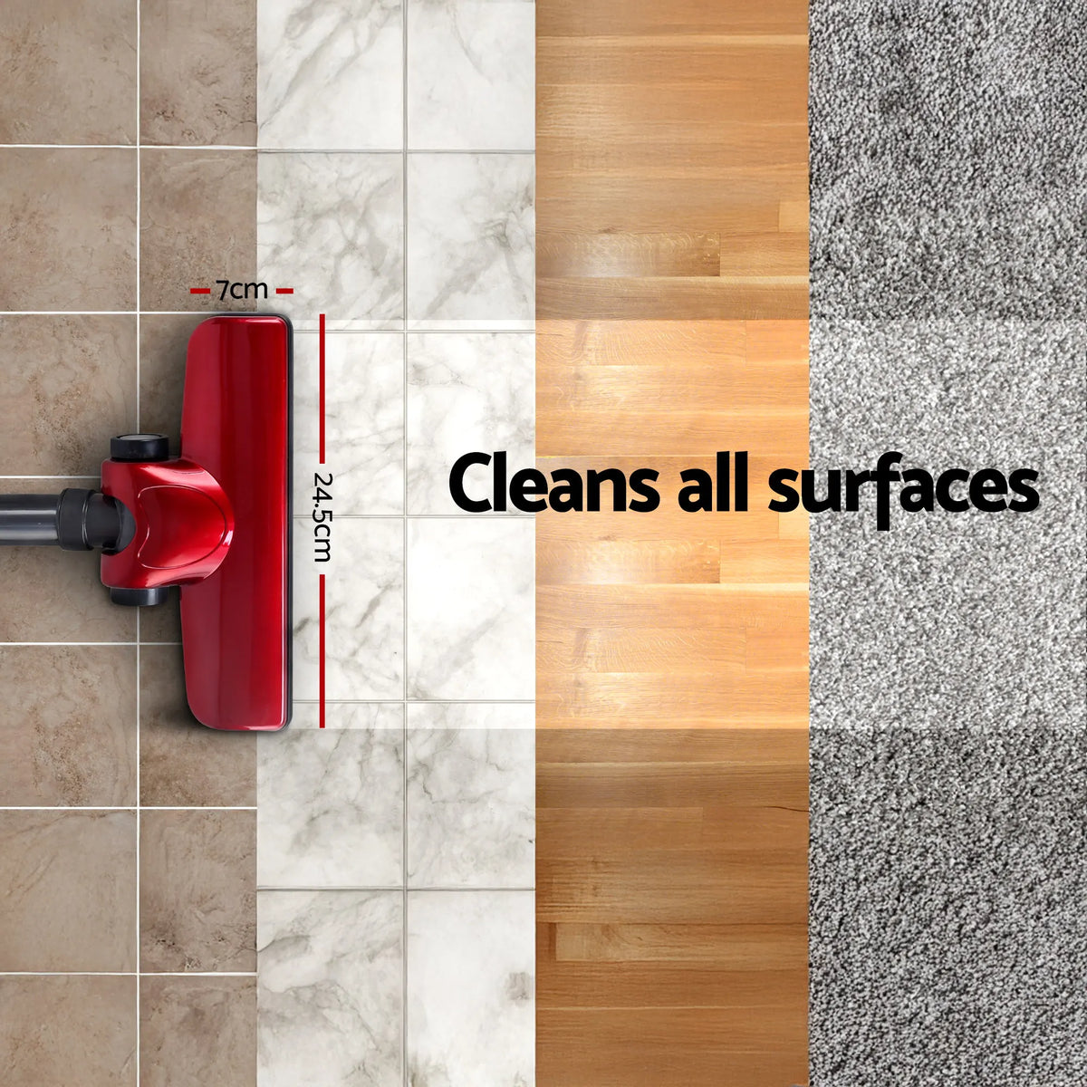 Devanti Stick Vacuum Cleaner Handheld Corded 450W Red - Image 3