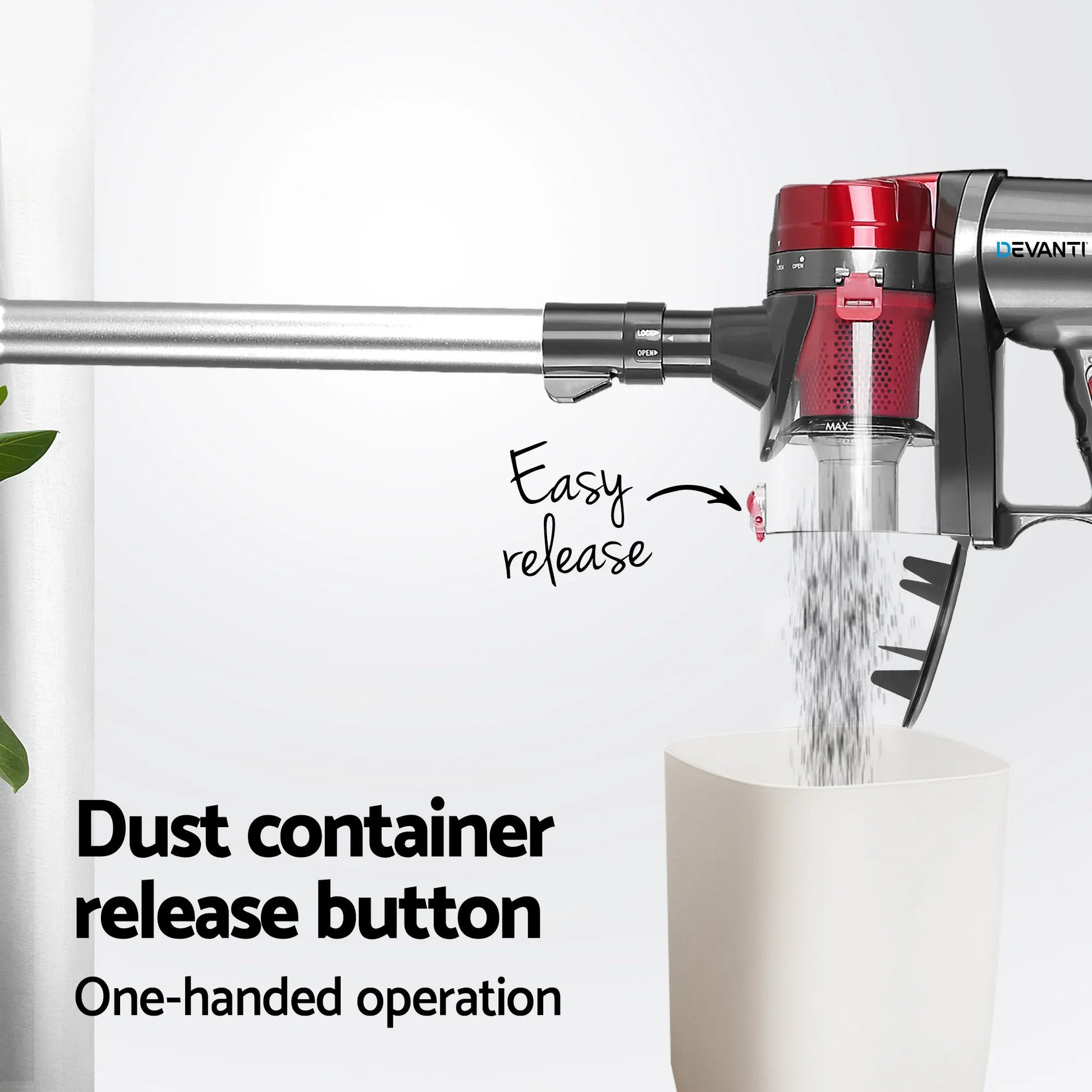 Devanti Stick Vacuum Cleaner Handheld Corded 450W Red - Image 5