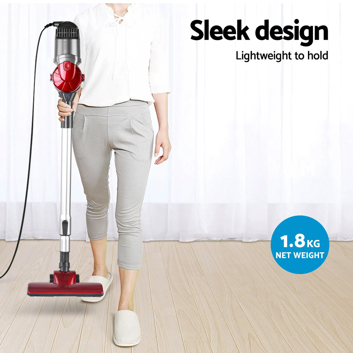 Devanti Stick Vacuum Cleaner Handheld Corded 450W Red - Image 6