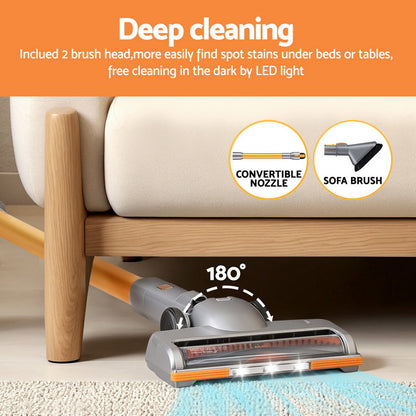 Devanti 300W Stick Vacuum Cleaner Cordless Self-Standing Golden - Image 4