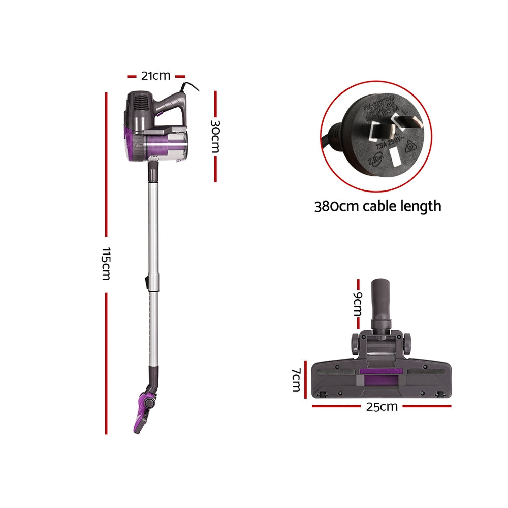 Devanti Stick Vacuum Cleaner Bagless Corded 500W Purple - Image 2