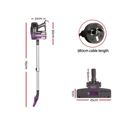 Devanti Stick Vacuum Cleaner Bagless Corded 500W Purple - Image 2