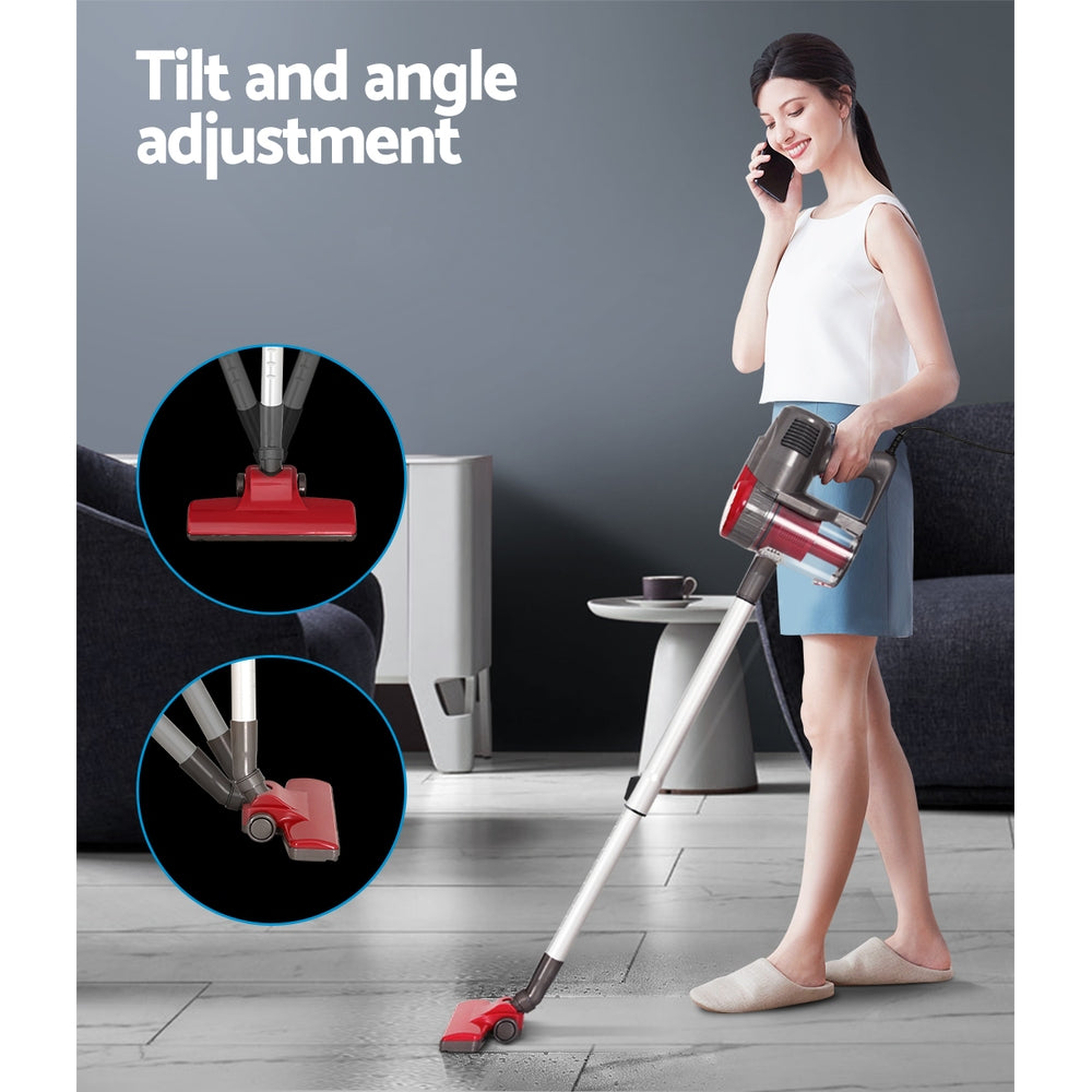 Devanti Stick Vacuum Cleaner Bagless Corded 500W Red - Image 4