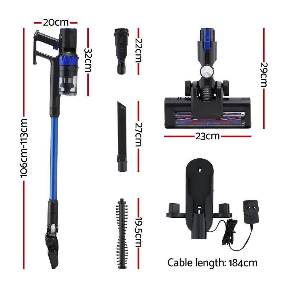 Devanti Stick Vacuum Cleaner Brushless Cordless 350W Blue - Image 2