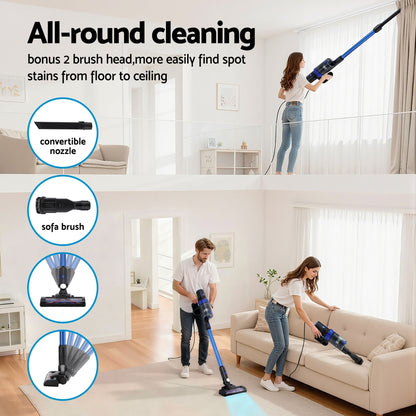 Devanti Stick Vacuum Cleaner Brushless Cordless 350W Blue - Image 5