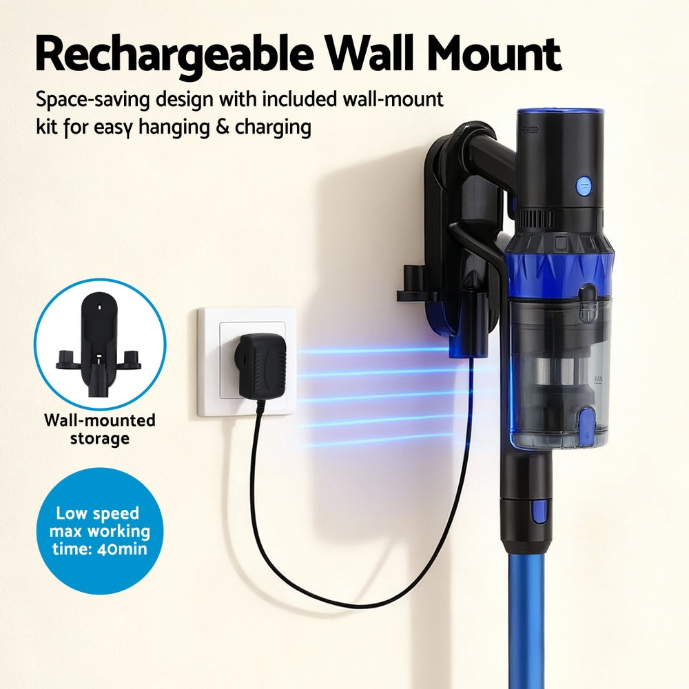 Devanti Stick Vacuum Cleaner Brushless Cordless 350W Blue - Image 6