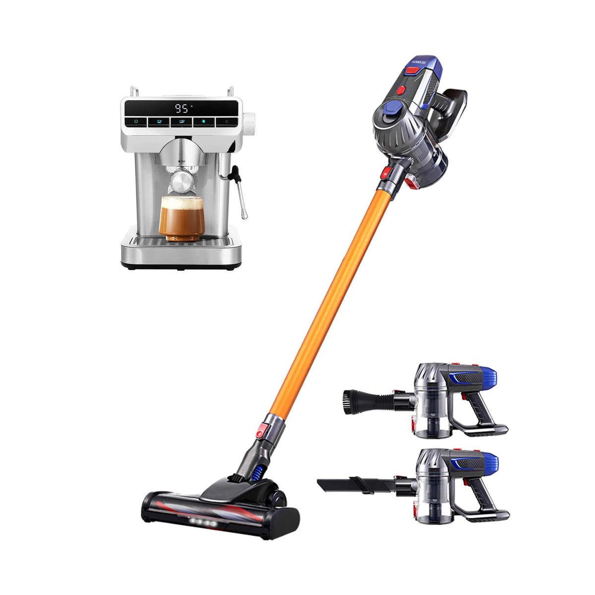 Devanti K7 Cordless Stick Vacuum Cleaner plus Coffee Maker Machine Espresso - Image 9