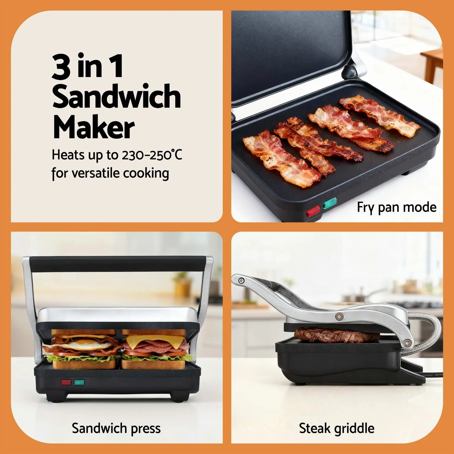 Devanti K7 Cordless Stick Vacuum Cleaner plus Sandwich Maker Panini Press - Image 4