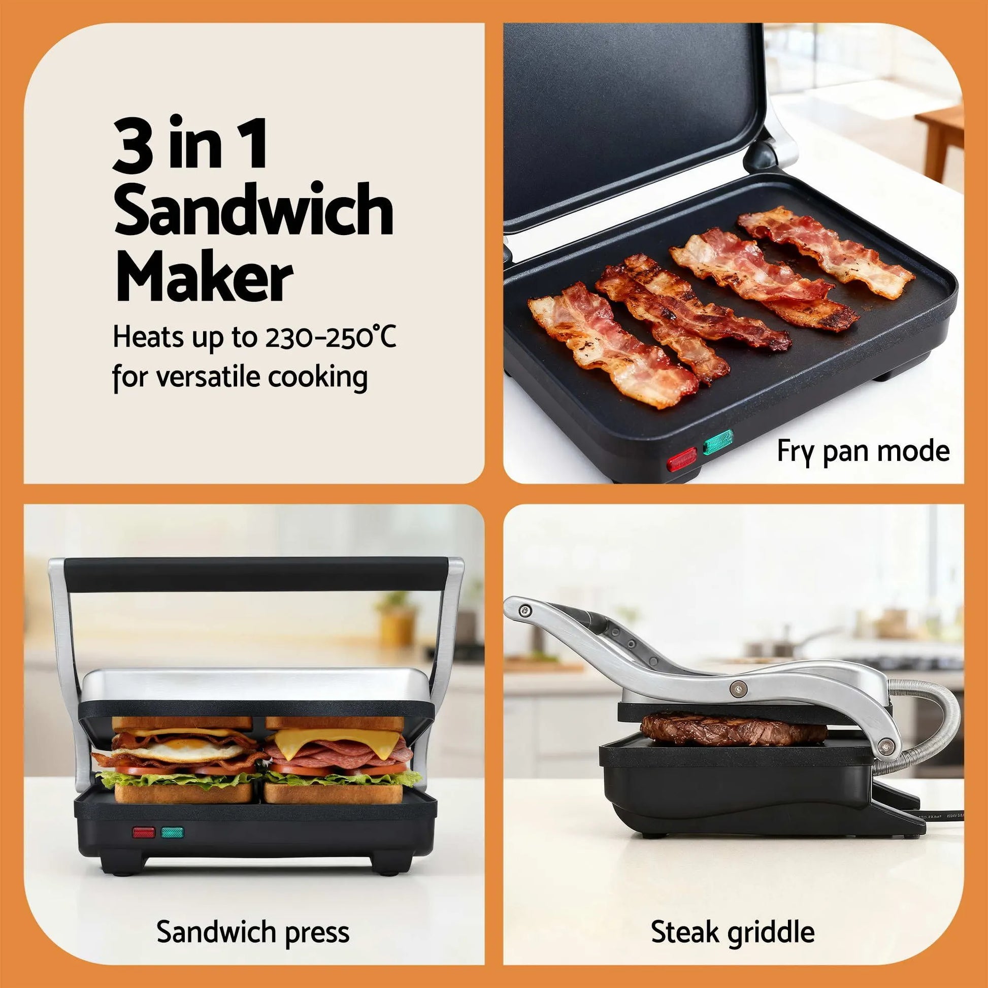 Devanti K7 Cordless Stick Vacuum Cleaner plus Sandwich Maker Panini Press - Image 4