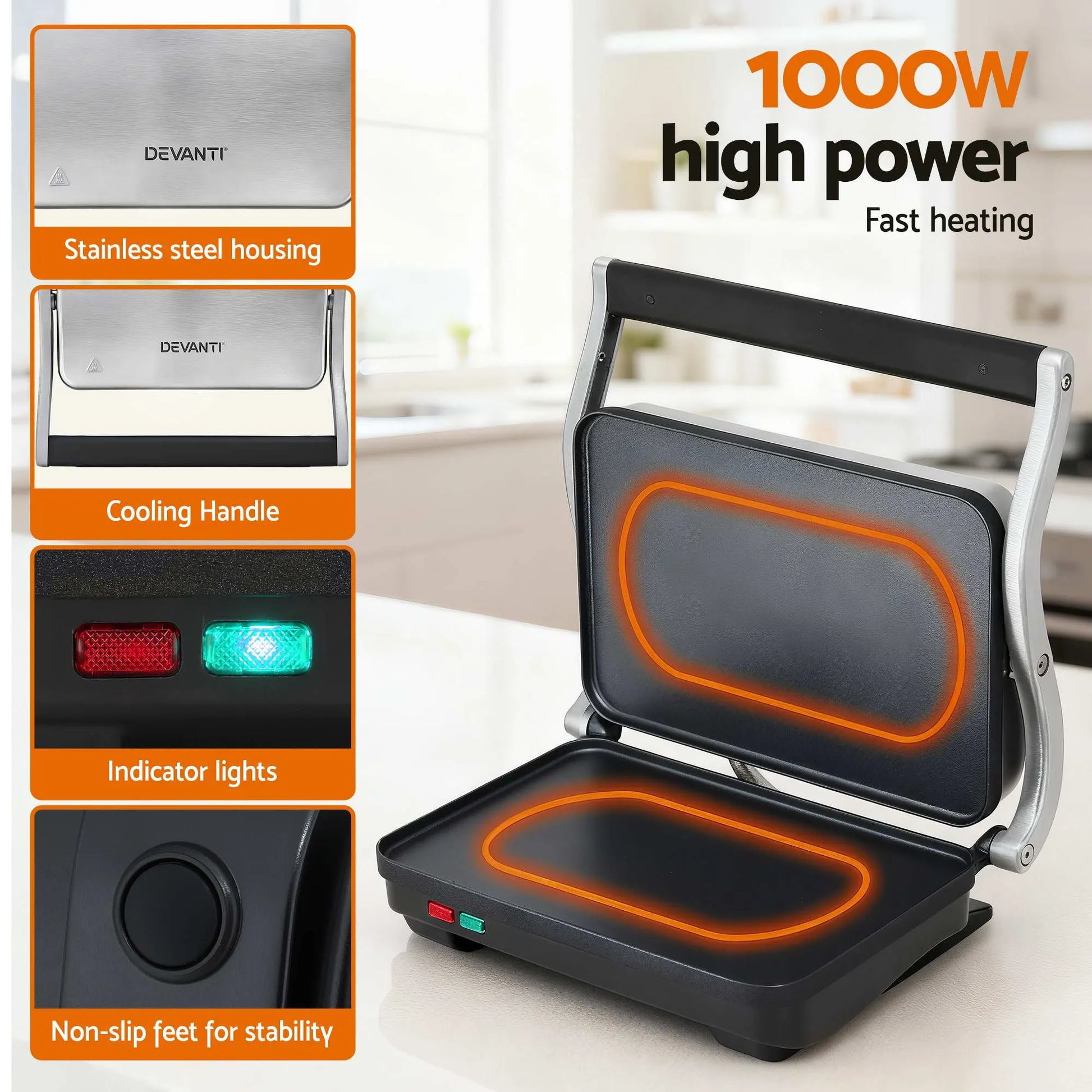 Devanti K7 Cordless Stick Vacuum Cleaner plus Sandwich Maker Panini Press - Image 6