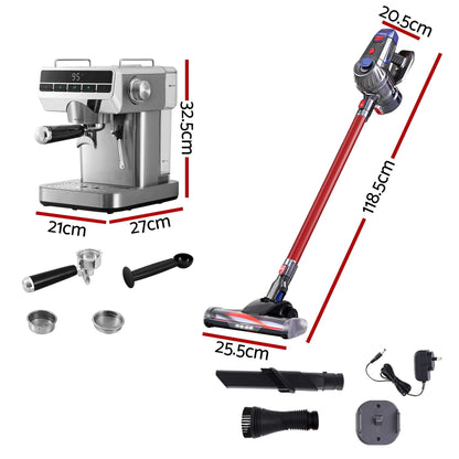 Devanti K7 Cordless Stick Vacuum Cleaner plus Coffee Maker Machine Espresso - Image 2