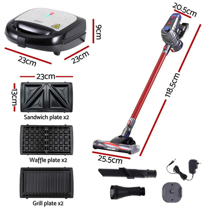 Devanti K7 Cordless Stick Vacuum Cleaner plus 3-in-1 Sandwich Maker - Image 2