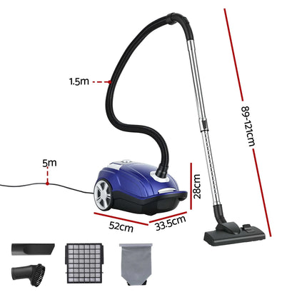 DEVANTI Bagged Vacuum Cleaner Powerful Suction for Carpet Wood Tile Floor - Image 2