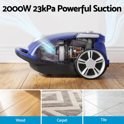 DEVANTI Bagged Vacuum Cleaner Powerful Suction for Carpet Wood Tile Floor - Image 4